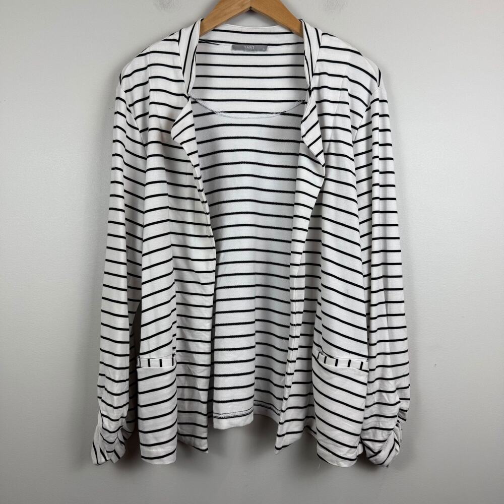 Tart Open Front Blazer Jacket Womens XL White Black Striped Modal Classic Topper